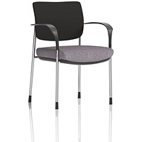 Brunswick Deluxe Chrome Frame Black Back Visitor Chair, With Arms, Rivet Fuse