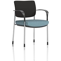Brunswick Deluxe Chrome Frame Black Back Visitor Chair, With Arms, Rivet Quench