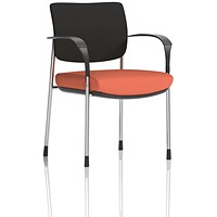 Brunswick Deluxe Chrome Frame Black Back Visitor Chair, With Arms, Quest Crab