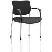 Brunswick Deluxe Chrome Frame Black Back Visitor Chair, With Arms, Quest Mussel