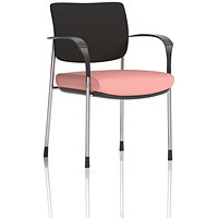 Brunswick Deluxe Chrome Frame Black Back Visitor Chair, With Arms, Quest Shrimp
