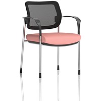 Brunswick Deluxe Chrome Frame Mesh Back Visitor Chair, With Arms, Quest Shrimp