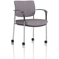 Brunswick Deluxe Chrome Frame Visitor Chair, With Arms and Castors, Rivet Fuse