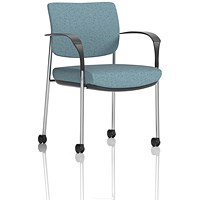 Brunswick Deluxe Chrome Frame Visitor Chair, With Arms and Castors, Rivet Quench
