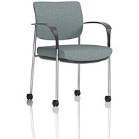 Brunswick Deluxe Chrome Frame Visitor Chair, With Arms and Castors, Rivet Tensile