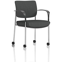 Brunswick Deluxe Chrome Frame Visitor Chair, With Arms and Castors, Quest Mussel