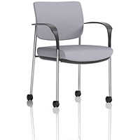 Brunswick Deluxe Chrome Frame Visitor Chair, With Arms and Castors, Quest Shell
