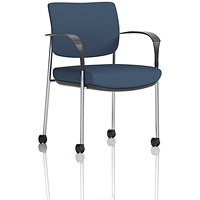 Brunswick Deluxe Chrome Frame Visitor Chair, With Arms and Castors, Quest Whelk
