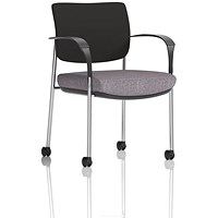 Brunswick Deluxe Chrome Frame Black Back Visitor Chair, With Arms and Castors, Rivet Fuse