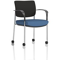 Brunswick Deluxe Chrome Frame Black Back Visitor Chair, With Arms and Castors, Quest Limpet