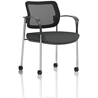 Brunswick Deluxe Chrome Frame Mesh Back Visitor Chair, With Arms and Castors, Quest Mussel
