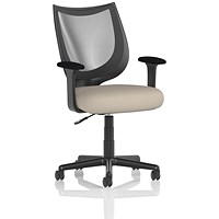 Camden Mesh Back Chair, Fixed Height Arms, Quest Salt