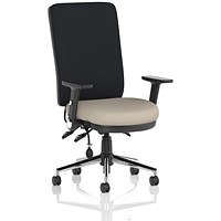 Chiro High Black Back Chair, Folding Arms, Quest Salt