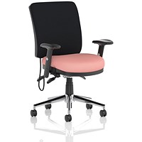 Chiro Medium Black Back Chair, Height Adjustable Arms, Quest Shrimp