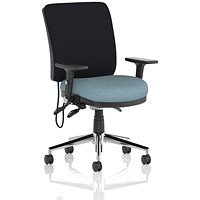 Chiro Medium Black Back Chair, Folding Arms, Rivet Quench