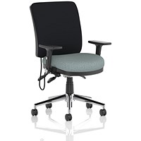 Chiro Medium Black Back Chair, Folding Arms, Rivet Tensile