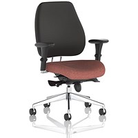 Chiro Plus High Black Back Chair, Height Adjustable Arms, Rivet Forge