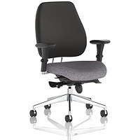 Chiro Plus High Black Back Chair, Height Adjustable Arms, Rivet Fuse