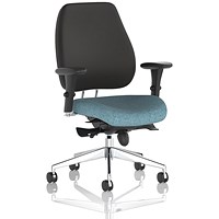Chiro Plus High Black Back Chair, Height Adjustable Arms, Rivet Quench