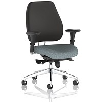 Chiro Plus High Black Back Chair, Height Adjustable Arms, Rivet Tensile