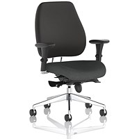 Chiro Plus High Black Back Chair, Height Adjustable Arms, Quest Mussel