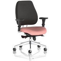 Chiro Plus High Black Back Chair, Height Adjustable Arms, Quest Shrimp