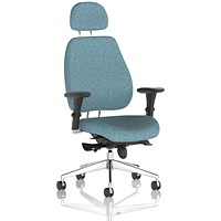 Chiro Plus High Back Chair With Headrest, Height Adjustable Arms, Rivet Quench