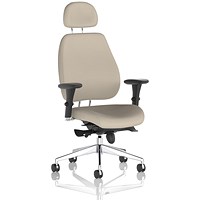 Chiro Plus High Back Chair With Headrest, Height Adjustable Arms, Quest Salt