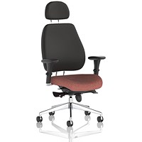 Chiro Plus High Black Back Chair With Headrest, Height Adjustable Arms, Rivet Forge