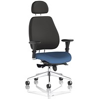Chiro Plus High Black Back Chair With Headrest, Height Adjustable Arms, Quest Limpet
