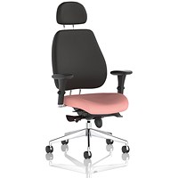 Chiro Plus High Black Back Chair With Headrest, Height Adjustable Arms, Quest Shrimp