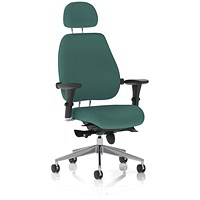Chiro Plus High Back Chair With Headrest, Height Adjustable Arms, Quest Kelp