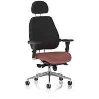 Chiro Plus High Black Back Chair With Headrest, Height Adjustable Arms, Rivet Forge