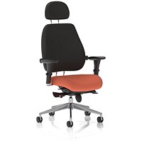 Chiro Plus High Black Back Chair With Headrest, Height Adjustable Arms, Quest Crab
