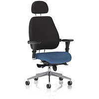 Chiro Plus High Black Back Chair With Headrest, Height Adjustable Arms, Quest Limpet