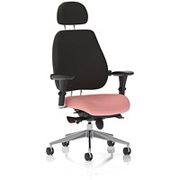 Chiro Plus High Black Back Chair With Headrest, Height Adjustable Arms, Quest Shrimp