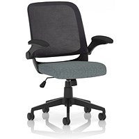 Crew Task Mesh Back Operator Chair, Folding Arms, Rivet Tensile