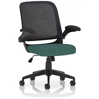 Crew Task Mesh Back Operator Chair, Folding Arms, Quest Kelp