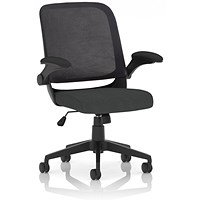 Crew Task Mesh Back Operator Chair, Folding Arms, Quest Mussel