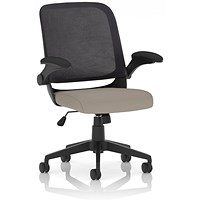 Crew Task Mesh Back Operator Chair, Folding Arms, Quest Salt