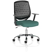 Dura Black Back Operator Chair, Fixed Height Arms, Quest Kelp