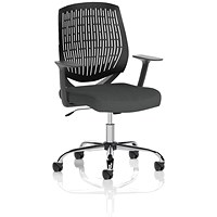 Dura Black Back Operator Chair, Fixed Height Arms, Quest Mussel