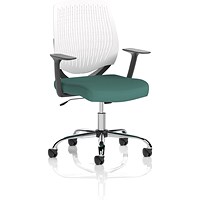 Dura White Back Operator Chair, Fixed Height Arms, Quest Kelp