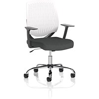Dura White Back Operator Chair, Fixed Height Arms, Quest Mussel