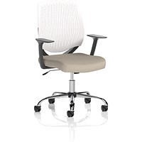 Dura White Back Operator Chair, Fixed Height Arms, Quest Salt