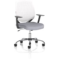 Dura White Back Operator Chair, Fixed Height Arms, Quest Shell