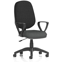 Eclipse Plus I Black Back Lever Task Operator Chair, Fixed Height Arms, Quest Mussel