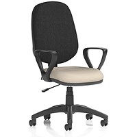 Eclipse Plus I Black Back Lever Task Operator Chair, Fixed Height Arms, Quest Salt