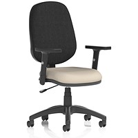 Eclipse Plus I Black Back Lever Task Operator Chair, Height Adjustable Arms, Quest Salt