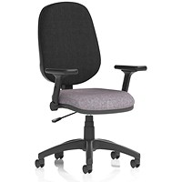 Eclipse Plus I Black Back Lever Task Operator Chair, Folding Arms, Rivet Fuse